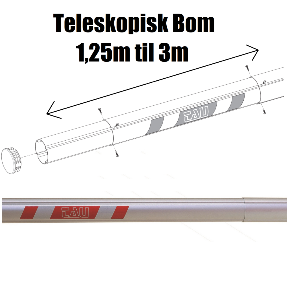 P-800ABT - Ø75mm rund teleskopisk aluminiums bom - 1,25mtr til 3 mtr