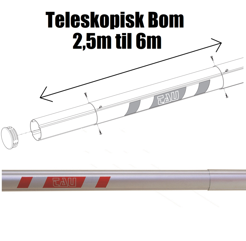 P-800ABT2 - Ø75mm rund teleskopisk aluminiums bom - 2,5mtr til 6 mtr